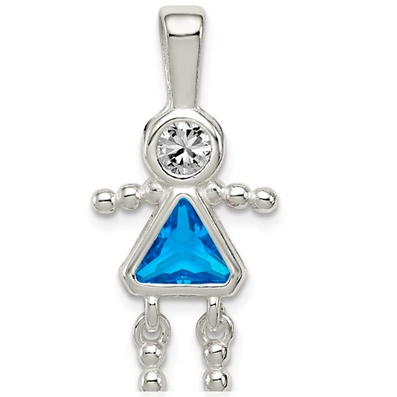 925 Sterling Silver CZ & December Glass Girl Pendant